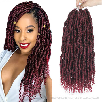 18 inch bomb twist with curly ends Nubian Water Wave Spring Pre Twisted Passion Twist for black women